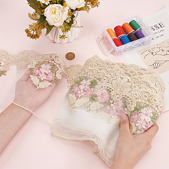 5 Yard Polyester Embroidery Hollow Flower Mesh Lace Trim&nbsp;SRIB-FG0001-22