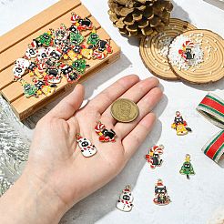 30個 5スタイル クリスマス 猫テーマ 合金エナメルペンダント  混合図形  25~26x15~19.5x1mm  穴：2mm  6個/スタイル&nbsp;ENAM-CJ0006-53