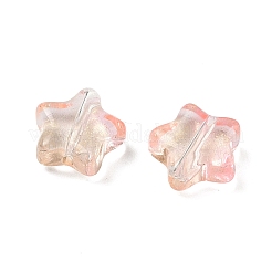 電気メッキガラスビーズ  スター  ピンク  8.5x8.5x4mm  穴：1mm&nbsp;EGLA-E059-G04