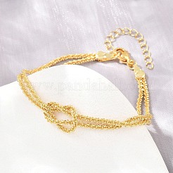 Brass Chain Knot 2-Strand Bracelets for Women&nbsp;KK-CBA68DA-17A-G