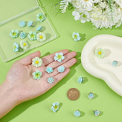24個 6スタイルの花の樹脂製画鋲  鉄のピン付き  ミックスカラー  16~18mm  4個/スタイル&nbsp;AJEW-BM0001-05