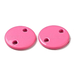 スプレー塗装された201ステンレススチールコネクタチャーム  フラットラウンド  ショッキングピンク  8x1mm  穴：1.2mm&nbsp;STAS-G304-23A