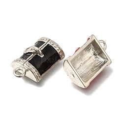 真鍮製エナメルペンダント  プラチナ  長方形の箱チャーム  ミックスカラー  22x13.5x7.5mm  穴：2.5mm&nbsp;FIND-C065-12P
