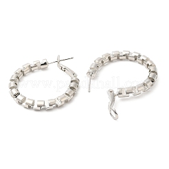 パンクスタイルブラスフープピアス  テクスチャリング  男性女性用  プラチナ  33x30x4mm&nbsp;EJEW-A102-04P