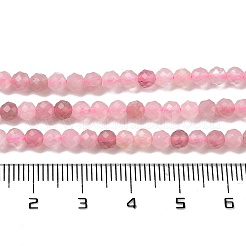 天然マダガスカル ローズクォーツビーズ連売り  多面カット  グレードAA  ラウンド  4~4.5mm  穴：0.7mm  約92~95個/連  15.24~15.51''（38.7~39.4センチメートル）&nbsp;G-B088-C09-04