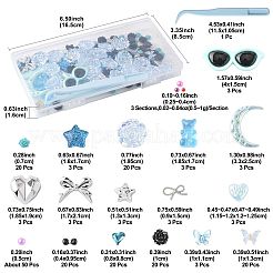ABSプラスチック製模造真珠、合金、アクリル、樹脂製カボションパーツキット  PPプラスチックピンセットを含む  ブルー  2.5~33x2.5~40x1.25~7.5mm&nbsp;DIY-FS0009-78