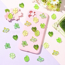 70個7スタイルのアクリルカボション  葉  暗闇で光る  ライムグリーン  19.5~22.5x17~26x4~7mm  10個/スタイル&nbsp;MACR-CJ0002-42
