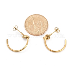 PVD 真空メッキ 304 ステンレススチール ノット スタッド イヤリング 女性用  18KGP本金メッキ  24.5x5.5mm&nbsp;EJEW-R002-02G