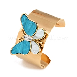 304 Stainless Steel Acrylic Cuff Bangles for Women&nbsp;BJEW-A049-05G-02