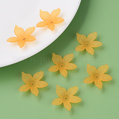 透明なアクリルビーズ  艶消し  花  砂茶色  26x27x6mm  穴：1.8mm  約980個/500g&nbsp;MACR-S373-127-D05