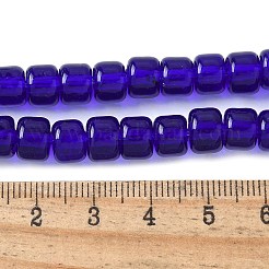 手作りランプワークビーズ連売り  ロンデル  ダークブルー  7.5x5.5mm  穴：1.5~1.8mm  約40個/連  9.35''（23.75センチメートル）&nbsp;LAMP-I030-02D