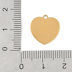 イオンプレーティング（IP）304ステンレススチールチャーム  ガラスと  ハート  ゴールドカラー  14x14x4mm  穴：1mm&nbsp;STAS-C108-14G