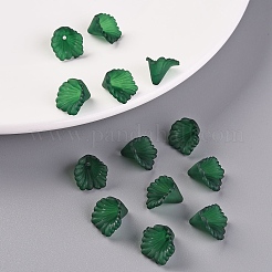 つや消しアクリルビーズキャップ  花  濃い緑  12x12x9mm  穴：1.2mm  約1700個/500g&nbsp;MACR-S371-10A-735