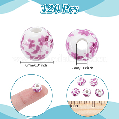 120Pcs Floral Printed Porcelain Beads&nbsp;PORC-UN0001-05A