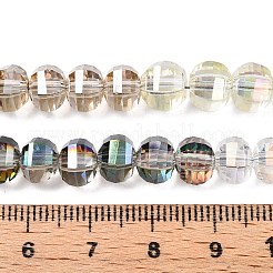ロンデル透明ガラスビーズ連売り  多面カット  淡黄色  6~6.5x7.5~8mm  穴：1mm  約56~60個/連  13.98''（35.5センチメートル）&nbsp;GLAA-T023-33B