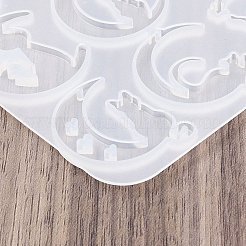 DIYペンダント型  シリコーン鋳造金型  UVレジン用  エポキシ樹脂工芸品作り  猫の形をした月  ホワイト  103.5x95.5x4mm  穴：1.5mm&nbsp;AJEW-U023-04A