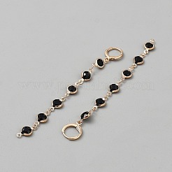 合金製フラットラウンドタッセルフレンチフックピアス  ガラスと  ブラック  102x7mm&nbsp;EJEW-WH0020-36B