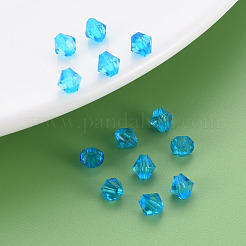 透明なアクリルビーズ  多面カット  双円錐形  ディープスカイブルー  5x4.5mm  穴：1.2mm  約12160個/500g&nbsp;MACR-S373-84-B08