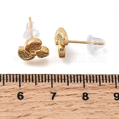 Brass Clear Cubic Zirconia Vortex Spiral Stud Earrings&nbsp;EJEW-A154-02G