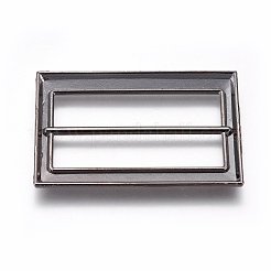 合金バックル  長方形  ガンメタ色  49x32.5x2mm  穴：9x40mm&nbsp;X-PALLOY-WH0059-01E-B