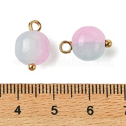 合金ガラスペンダント  ラウンドチャーム  ゴールドカラー  ツートン  パールピンク  14.5x10mm  穴：2.5mm&nbsp;GLAA-P080-04G-06