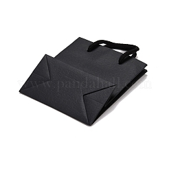 長方形の紙袋  ハンドル付き  ギフトバッグやショッピングバッグ用  ブラック  12x11x0.6cm&nbsp;ABAG-E004-01A