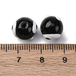 手作りランプワークビーズ  手描きのビーズ  陰陽の丸い  ブラック  10~11x9.5mm  穴：1.4mm&nbsp;LAMP-R020-05B