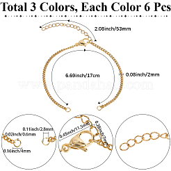 18Pcs 3 Colors 304 Stainless Steel Chain Bracelet Making&nbsp;MAK-SC0001-33