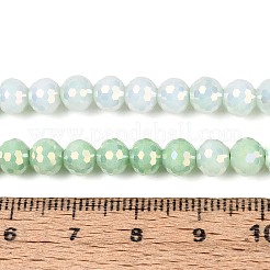 変色防止電気メッキガラスビーズ連売り  ラウンド  天然石風  ファセット(96ファセット)  アクアマリン  6mm  穴：1mm  約71~72個/連  14.96~15.16インチ（38~38.5cm）&nbsp;X-GLAA-N056-6mm-09
