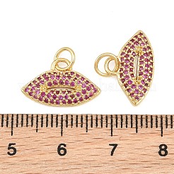 Brass Micro Pave Medium Violet Red Cubic Zirconia Pendants&nbsp;CU-CBAB719-03G