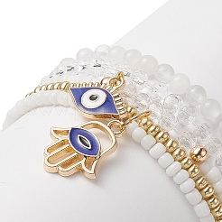 4Pcs 4 Style Natural White Jade & Glass Beaded Stretch Bracelets Set&nbsp;BJEW-JB09227