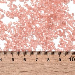 ガラス竹ビーズ  模造キャットアイ  シリンダー  鮭色  2x1.5mm  穴：1.2mm  約125000個/ポンド&nbsp;SEED-B001-03A-16