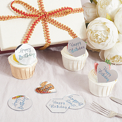 21Pcs 3 Styles Mirror Effect Acrylic Birthday Cupcake Insert Card Decoration&nbsp;AJEW-SP0001-66A
