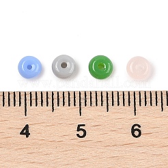 模造翡翠ガラスシードビーズ  丸い穴  ロンデル  ミックスカラー  4~4.5x2~2.5mm  穴：1mm  140個/セット&nbsp;SEED-Q038-01A