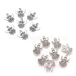 40pcs2スタイルチベットスタイルアロイペンダント  鉛フリー＆カドミウムフリー  天使  アンティークシルバー  19~20x14~19x1~3mm  穴：1.5~2mm  20個/スタイル&nbsp;TIBEP-FP0001-05