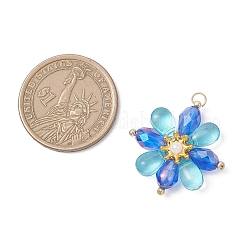 ガラスビーズのペンダント  花のチャーム  ミックスカラー  26.5x26x6mm  丸カン：4x0.8ミリ  内径：3mm。&nbsp;PALLOY-MZ01186