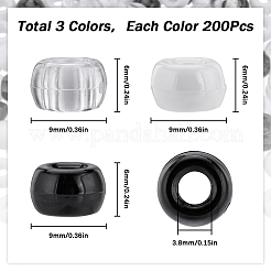 600 個 3 色不透明プラスチックビーズ  バレル  ミックスカラー  9x6mm  穴：3.8mm  200個/カラー&nbsp;KY-SC0001-89