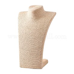 立体的なネックレスの胸像が表示されます  PUマネキンのジュエリーディスプレイ  籐でカバー  小麦  350x230x140mm&nbsp;NDIS-N001-01C