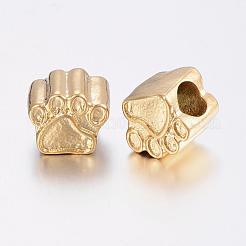 304ステンレススチールヨーロピアンビーズ  大穴ビーズ  足跡  ミックスカラー  9x11x8mm  穴：5mm&nbsp;STAS-E131-14