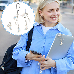 4Pcs Glass & Brass Mobile Straps and Mobile Dustproof Plug and Pendatn Decoration Kits&nbsp;HJEW-OC00029