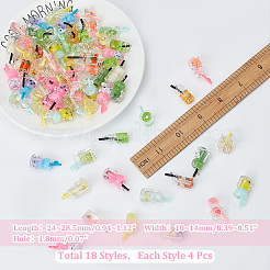 64Pcs 18 Styles Resin Bottle Drink Pendants&nbsp;RESI-AR0001-36