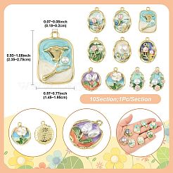 10Pcs 10 Styles Light Gold Tone Alloy Enamel Pendants&nbsp;ENAM-FS0003-82