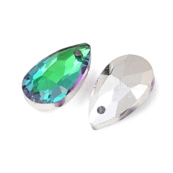 多面カットティアドロップガラスペンダント  ミディアム蘭  16x9x5mm  穴：1mm&nbsp;GLAA-O008-A21