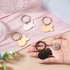 4Pcs 4 Colors Stainless Steel Fish Keychains&nbsp;KEYC-TA0004-80B