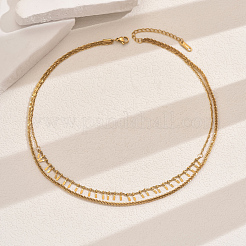 201 Stainless Steel Geometric Double-layer Collarbone Necklaces&nbsp;FY0428