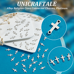 合金製宗教クロスコネクターチャーム200個  アンティークシルバー  15x8x1.5mm  穴：1.2mm&nbsp;PALLOY-UN0001-20