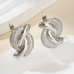 Elegant Brass Clear Cubic Zirconia Twist Stud Earrings&nbsp;NN5880-2