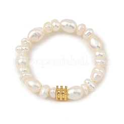 Natural Cultured Freshwater Pearl Beaded Stretch Rings for Women&nbsp;RJEW-JR01094