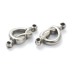 変色しない304ステンレススチールリンクコネクター  ハート  ステンレス鋼色  8.5x17.5x3mm  穴：1mm&nbsp;X-STAS-P279-07P