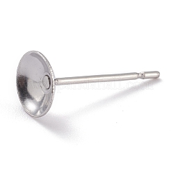 変色しない304ステンレススチールスタッドピアスセッティング  コーン  ステンレス鋼色  6x0.3mm  直径：5mm  内径：5mm  ピン：0.7mm&nbsp;STAS-J031-10